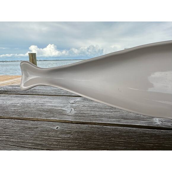 Home Essentials White Porcelain Olive Dish Hors D'oeuvres Plate 19.5” Long - Picture 3 of 5